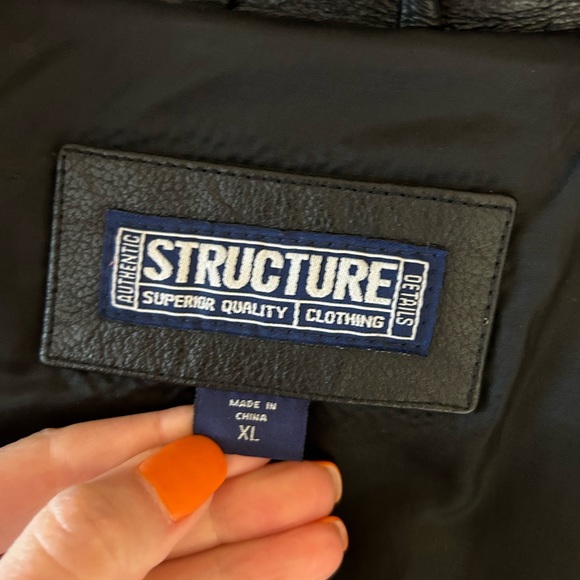 Men’s Structure black leather jacket. Size XL - Picture 2 of 4